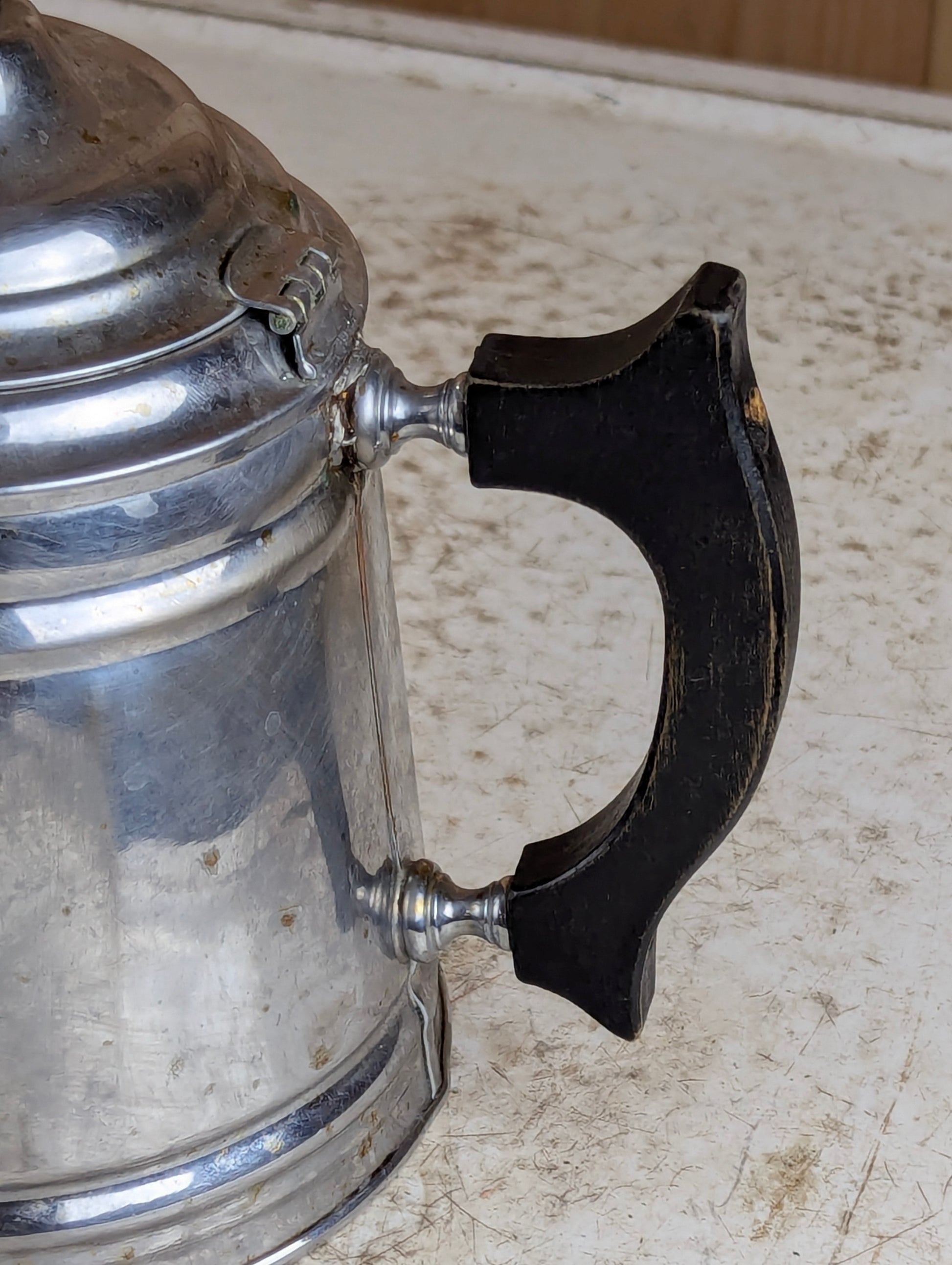 Vintage Manning Bowman Nickel Plated Wood Handle Teapot - view 3