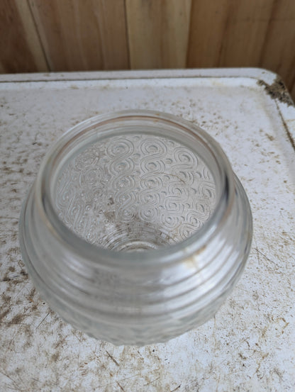 Vintage MCM Mid-Century Clear Glass Swirl Dot Pattern Shade - view 2