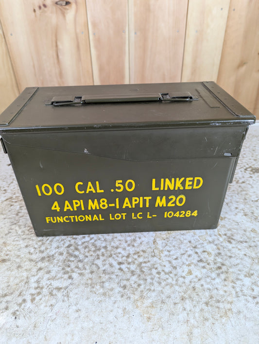 Vintage Metal Cal.50 Lined Ammo Box