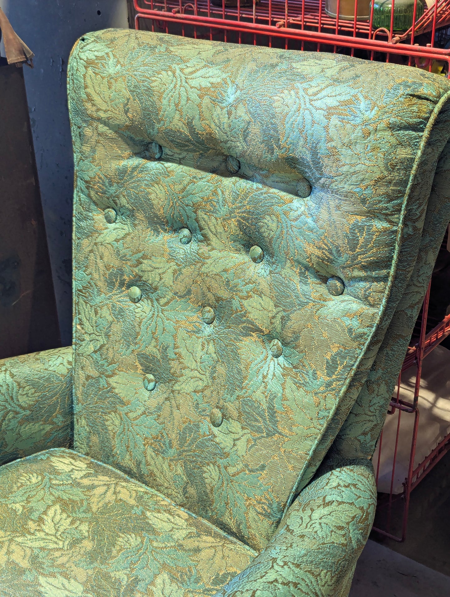 Vintage Mid Century Stratford Furniture Teal Swivel Rocker - view 3