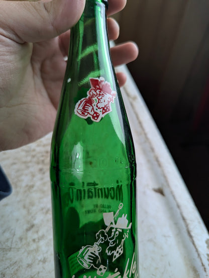 Vintage Mountain Dew 10oz Hillbilly 'Filled by Herb and Ruby'  Green Glass ACL Soda Bottle - view 6