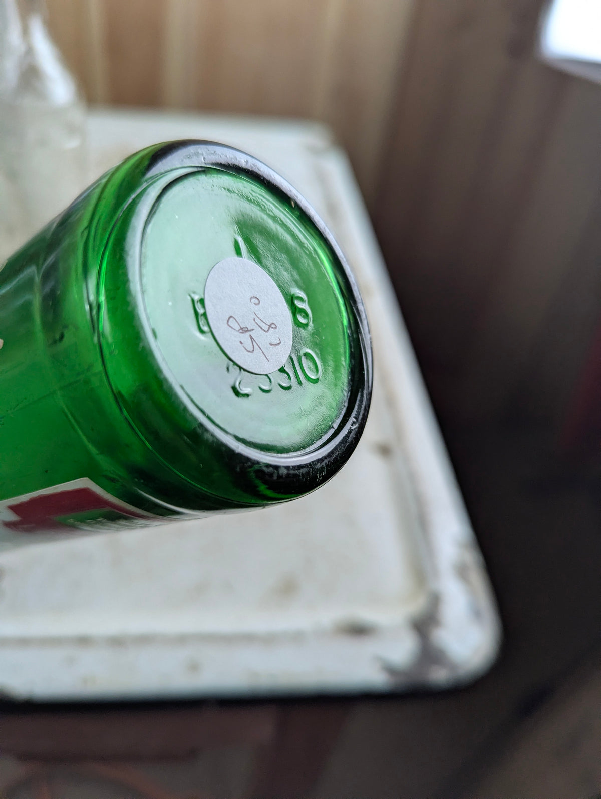 Vintage Mountain Dew 10oz Hillbilly 'Filled by Herb and Ruby'  Green Glass ACL Soda Bottle - view 7