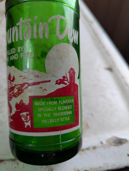 Vintage Mountain Dew 10oz Hillbilly 'Filled by Jane and Fred'  Green Glass ACL Soda Bottle - view 2