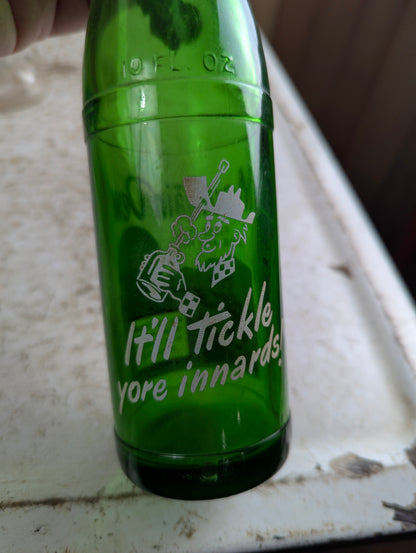 Vintage Mountain Dew 10oz Hillbilly 'Filled by Jane and Fred'  Green Glass ACL Soda Bottle - view 4
