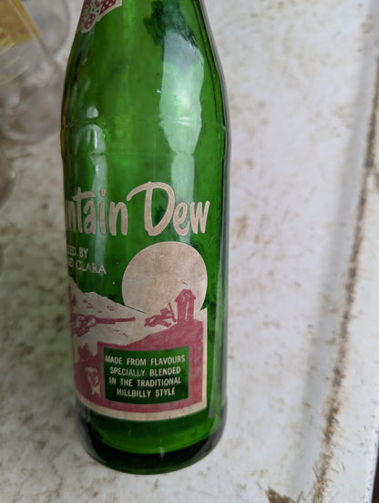 Vintage Mountain Dew 10oz Hillbilly 'Filled by Jim and Clara'  Green Glass ACL Soda Bottle - view 3