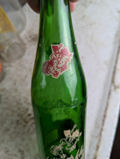Vintage Mountain Dew 10oz Hillbilly 'Filled by Jim and Clara'  Green Glass ACL Soda Bottle - view 5