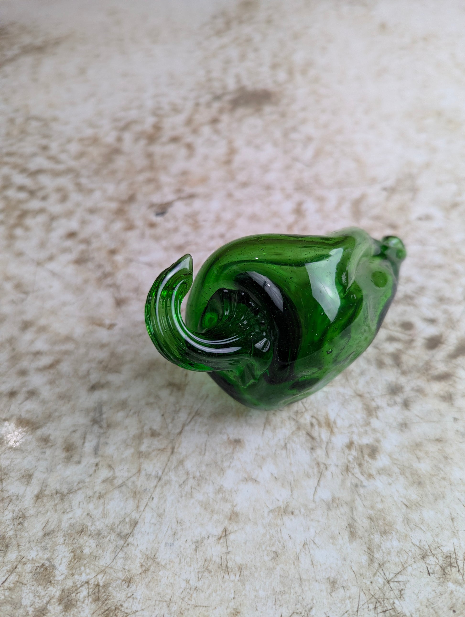 Vintage Murano Style Hand-blown Art Glass Green Pepper Fruit