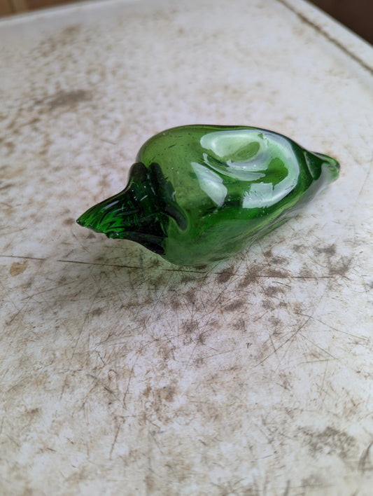 Vintage Murano Style Hand-Blown Art Glass Green Pepper Fruit - Damaged Stem