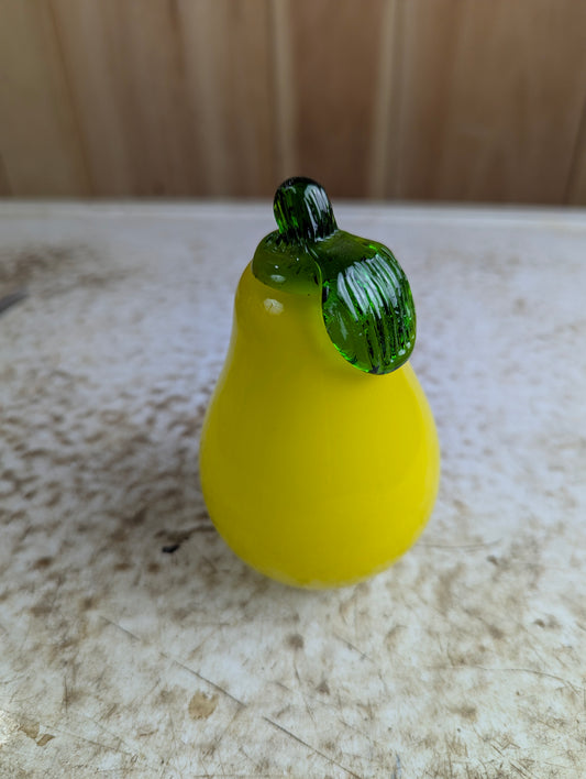 Vintage Murano Style Hand-blown Art Glass Yellow Pear Fruit