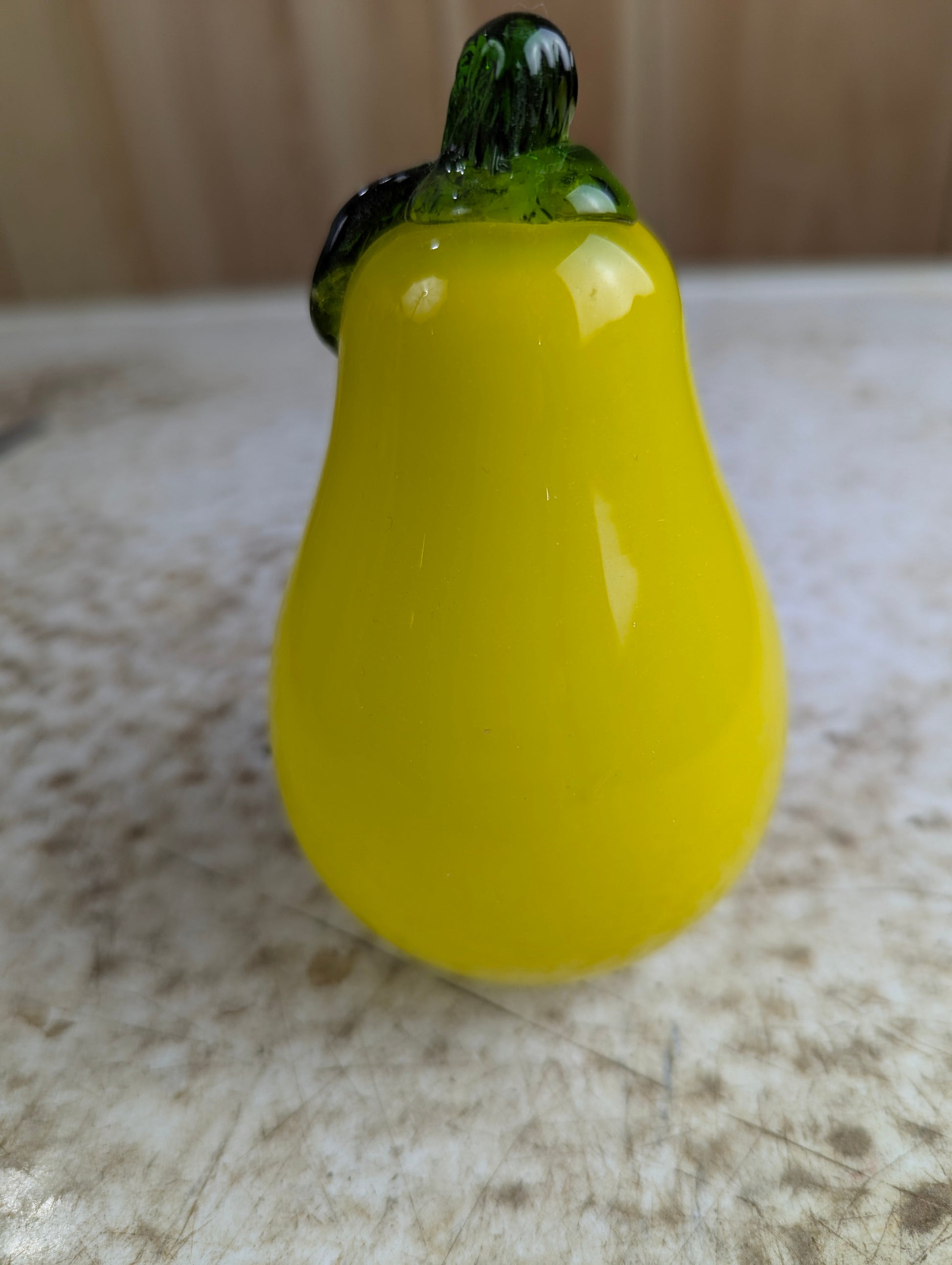 Vintage Murano Style Hand-blown Art Glass Yellow Pear Fruit - view 4