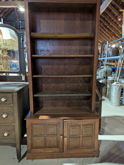 Vintage Oak 5-Shelf Bookcase
