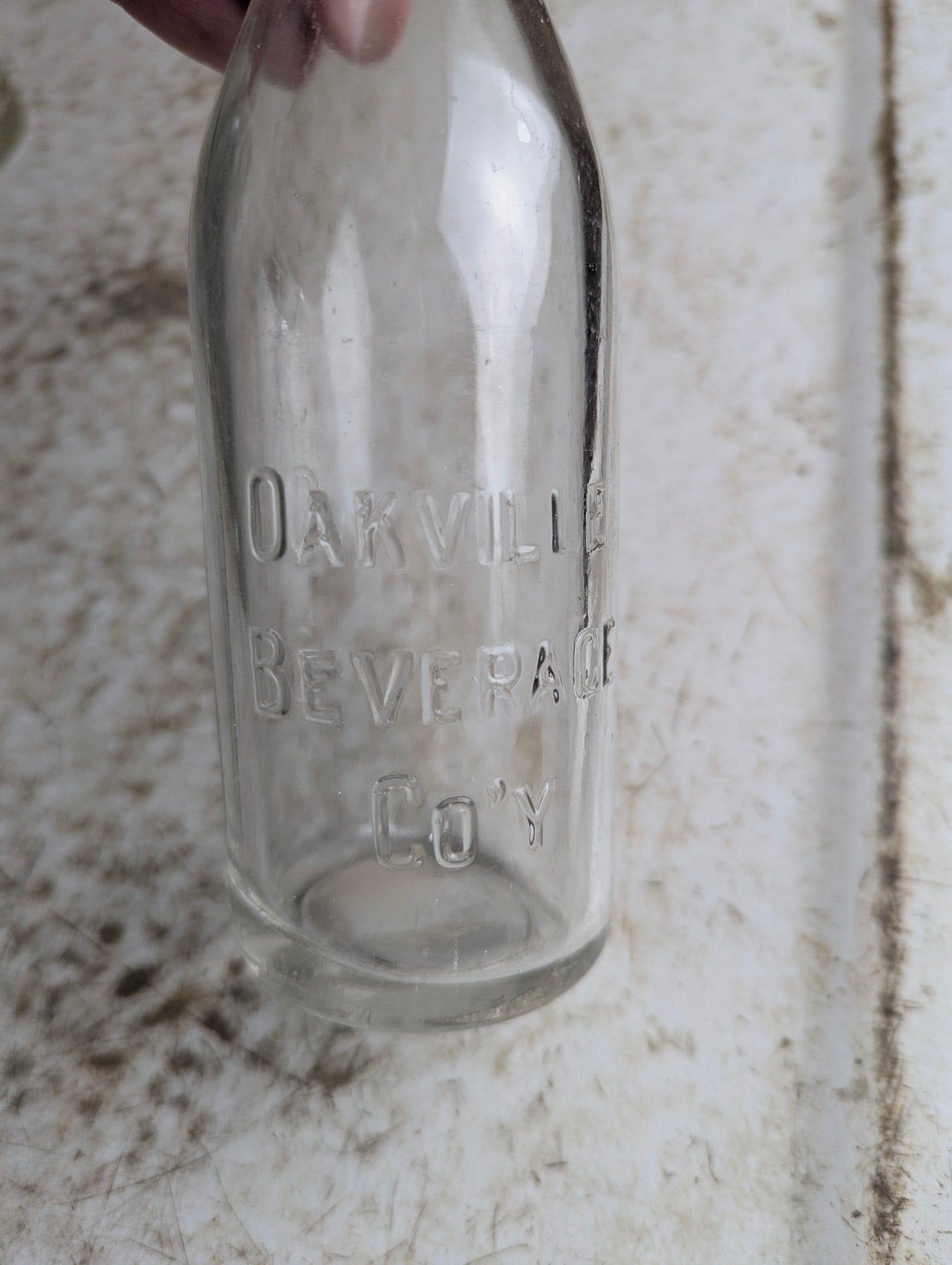 Vintage Oakville Beverage Company Embossed Glass Soda Bottle - view 2