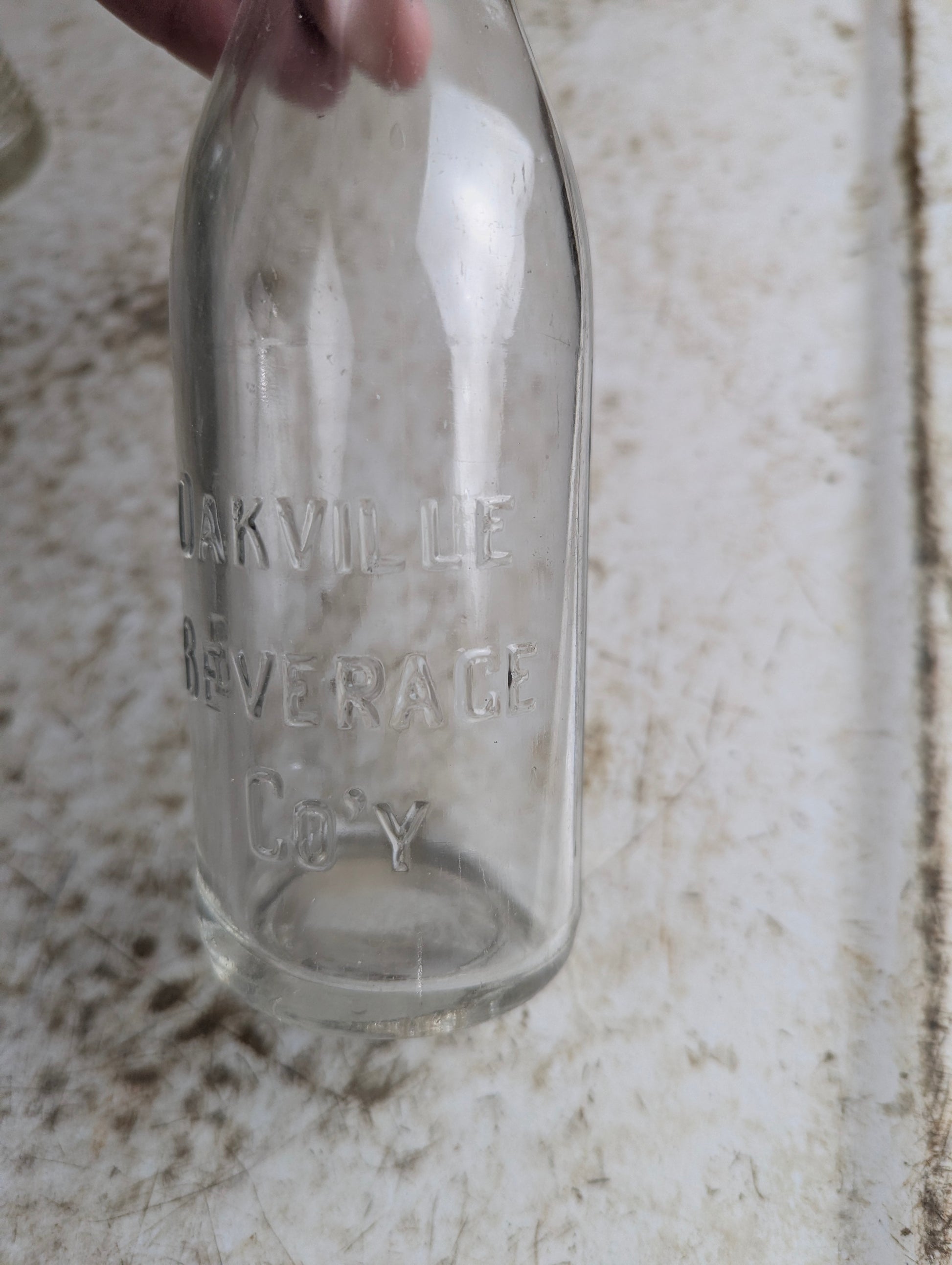 Vintage Oakville Beverage Company Embossed Glass Soda Bottle - view 3