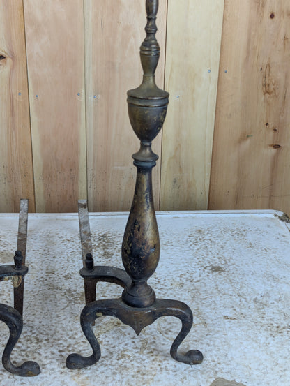 Vintage Pair of Brass Andirons - view 3