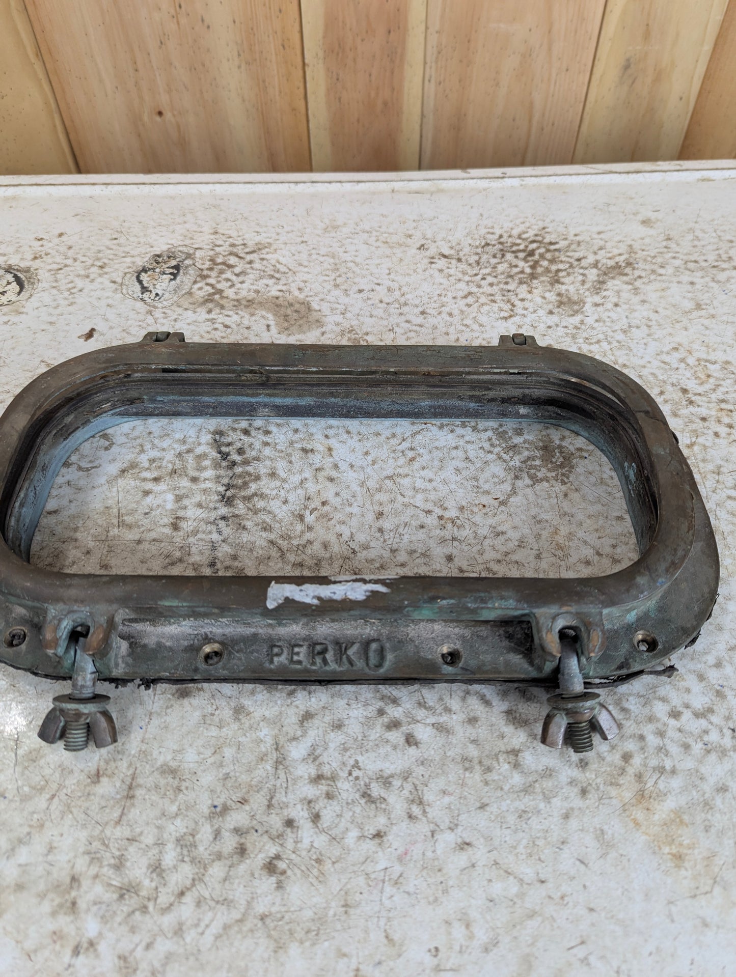 Vintage Perko Bronze Rectangular Porthole without Glass - view 2