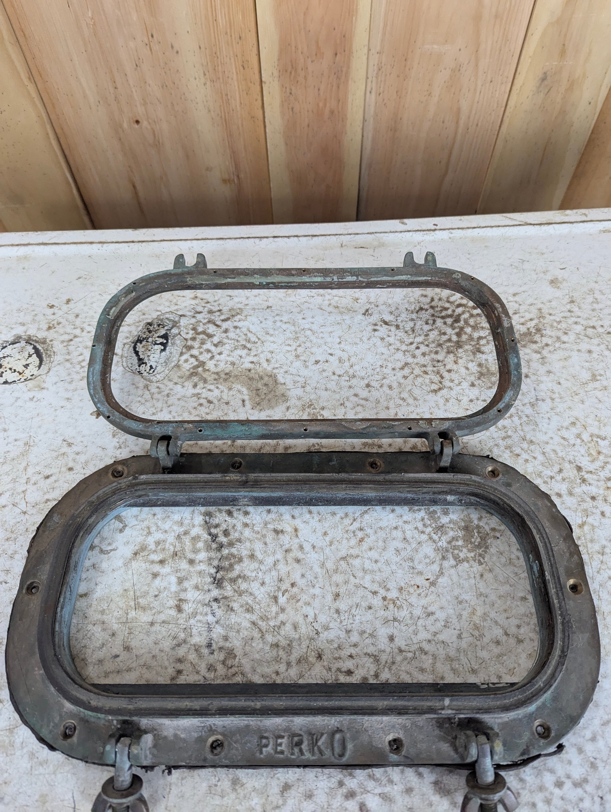 Vintage Perko Bronze Rectangular Porthole without Glass - view 3