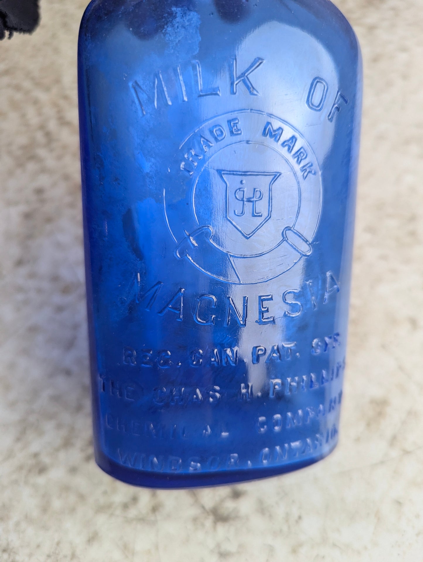 Vintage Philips Cobalt Blue Milk of Magnesia Bottle - view 2