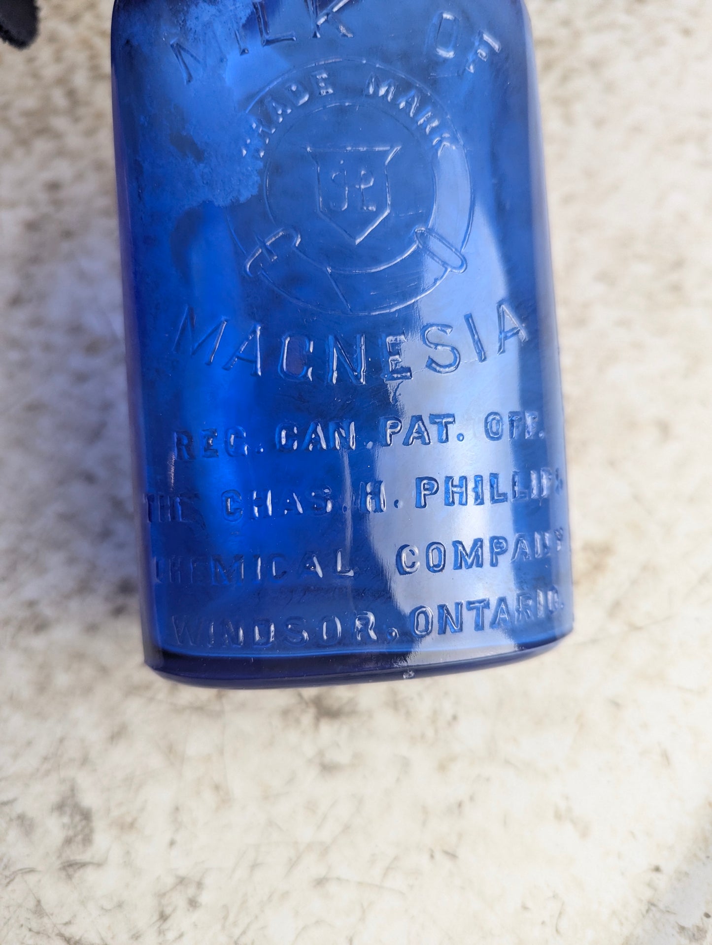 Vintage Philips Cobalt Blue Milk of Magnesia Bottle - view 3