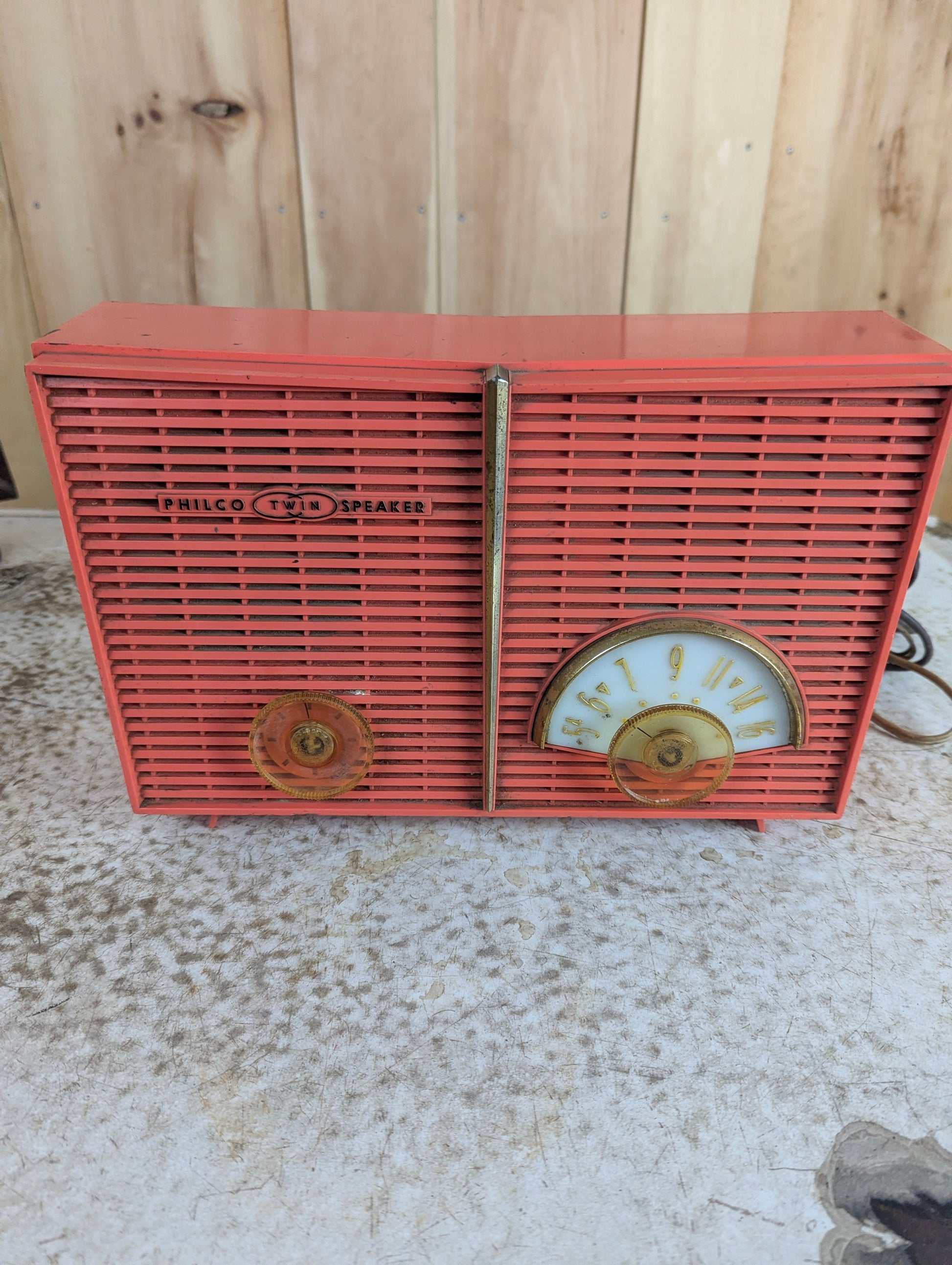 Vintage Pink Philco Twin Speaker Radio Model 826