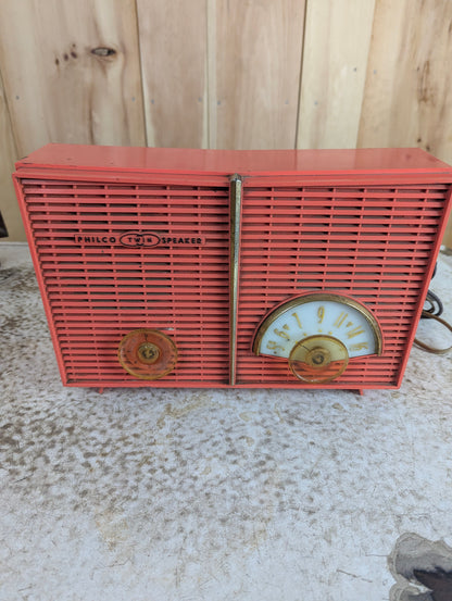 Vintage Pink Philco Twin Speaker Radio Model 826