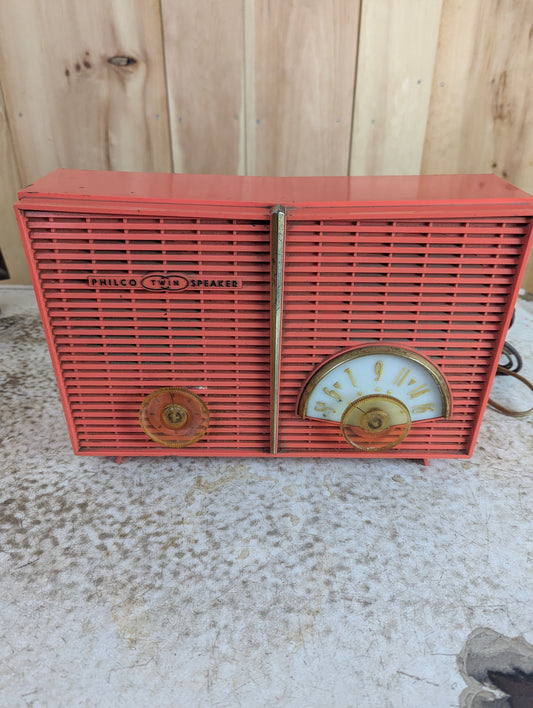Vintage Pink Philco Twin Speaker Radio Model 826