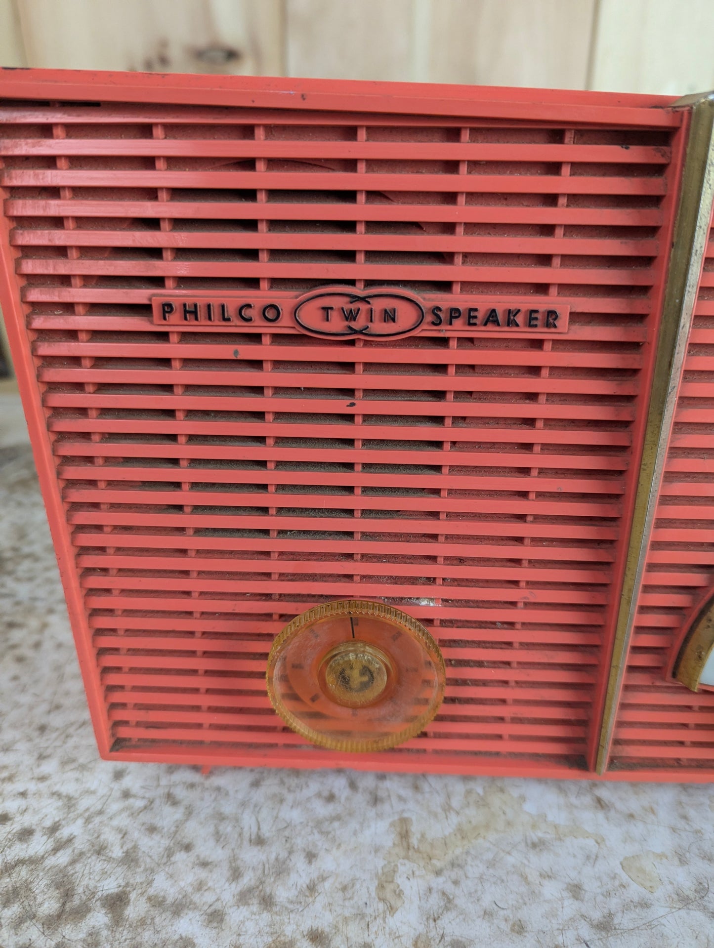 Vintage Pink Philco Twin Speaker Radio Model 826 - view 2