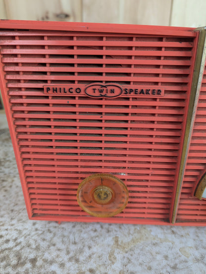 Vintage Pink Philco Twin Speaker Radio Model 826 - view 2