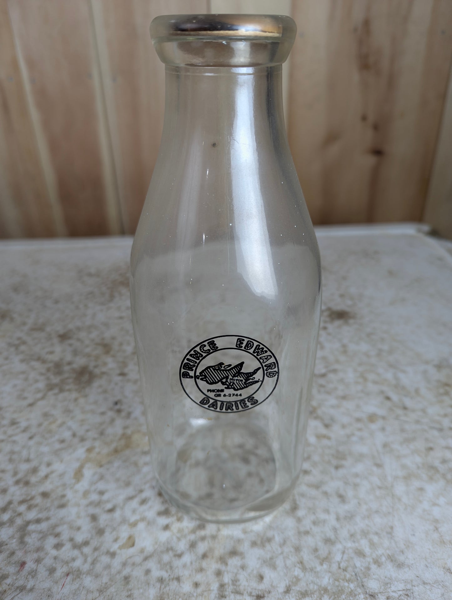 Vintage Prince Edward Dairies Picton Glass Milk Bottle with Paper Cap
