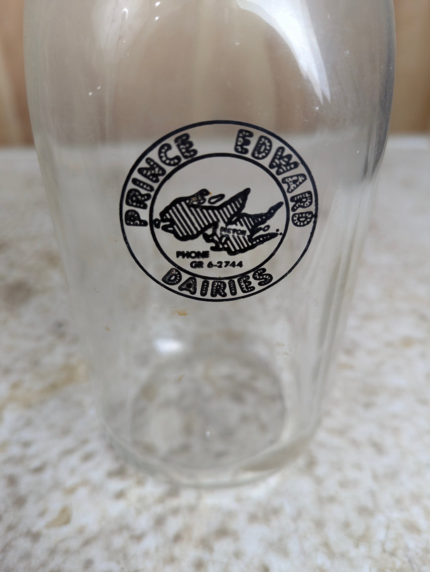 Vintage Prince Edward Dairies Picton Glass Milk Bottle with Paper Cap - view 2