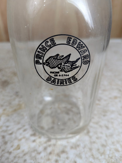 Vintage Prince Edward Dairies Picton Glass Milk Bottle with Paper Cap - view 2