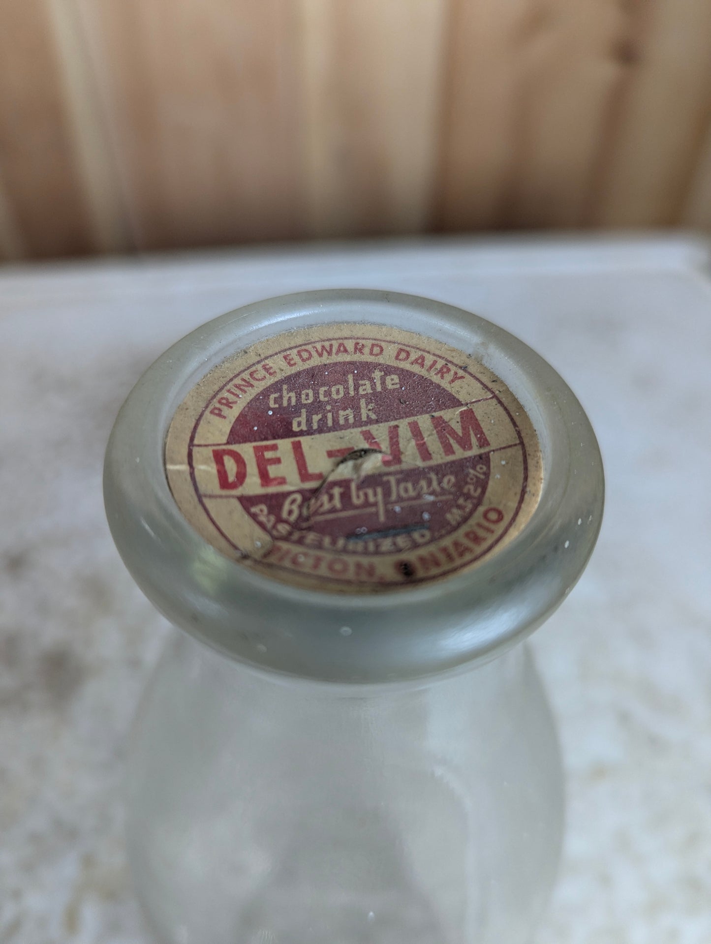 Vintage Prince Edward Dairies Picton Glass Milk Bottle with Paper Cap - view 3