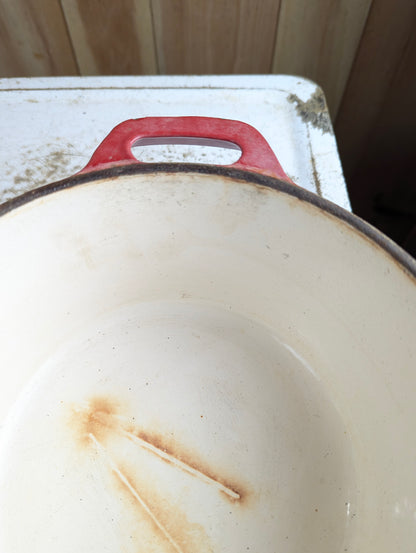 Vintage Red Enameled Cast Iron Dutch Oven - view 4