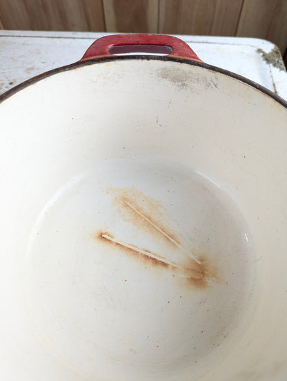 Vintage Red Enameled Cast Iron Dutch Oven - view 5