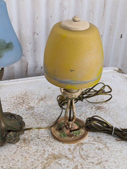 Vintage Reverse Painted Glass Shade Table Lamps - view 7