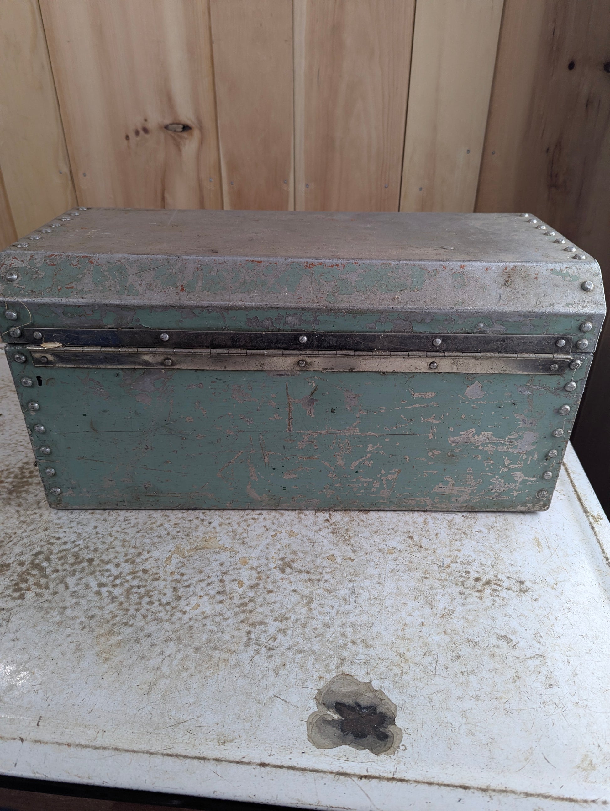 Vintage Riveted Metal Tool Box - view 4