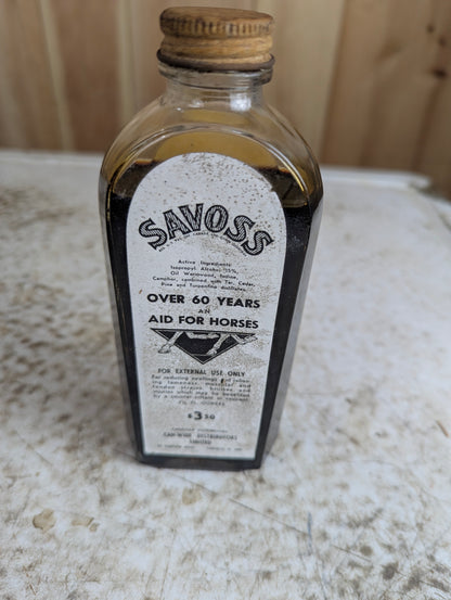 Vintage Savoss 7.5 oz. Aid for Horses Medicine Bottle
