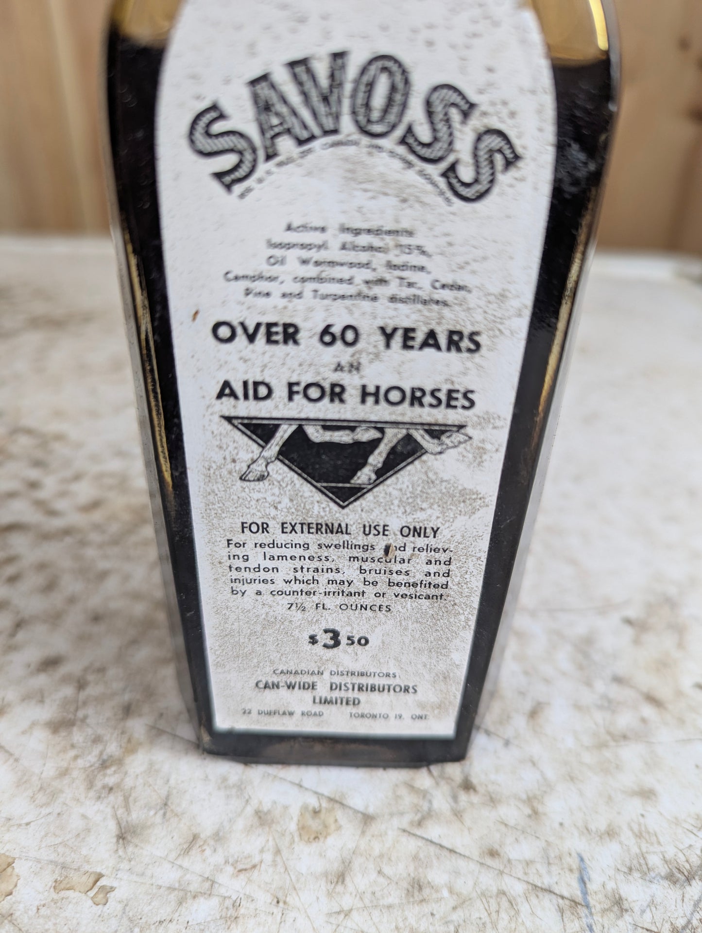 Vintage Savoss 7.5 oz. Aid for Horses Medicine Bottle - view 2