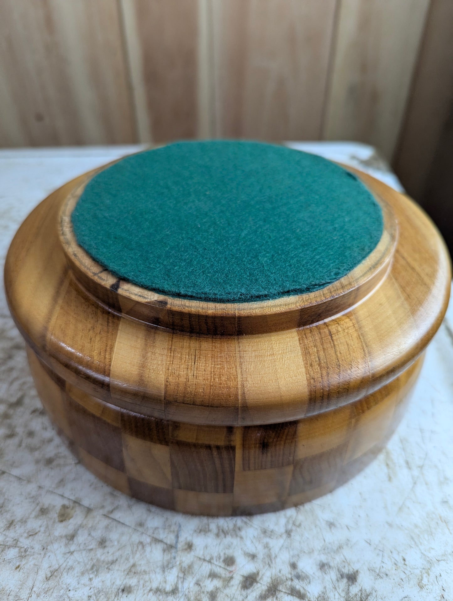 Vintage Segmented Checkerboard Wooden Bowl - view 3