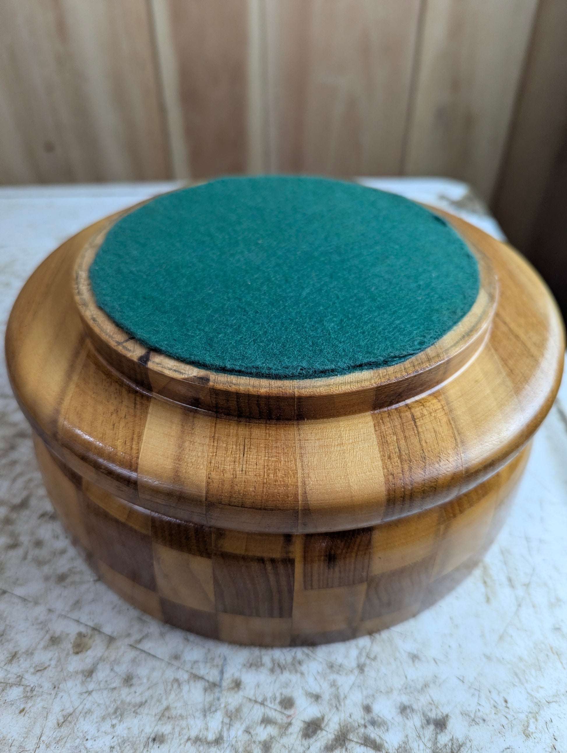 Vintage Segmented Checkerboard Wooden Bowl - view 3