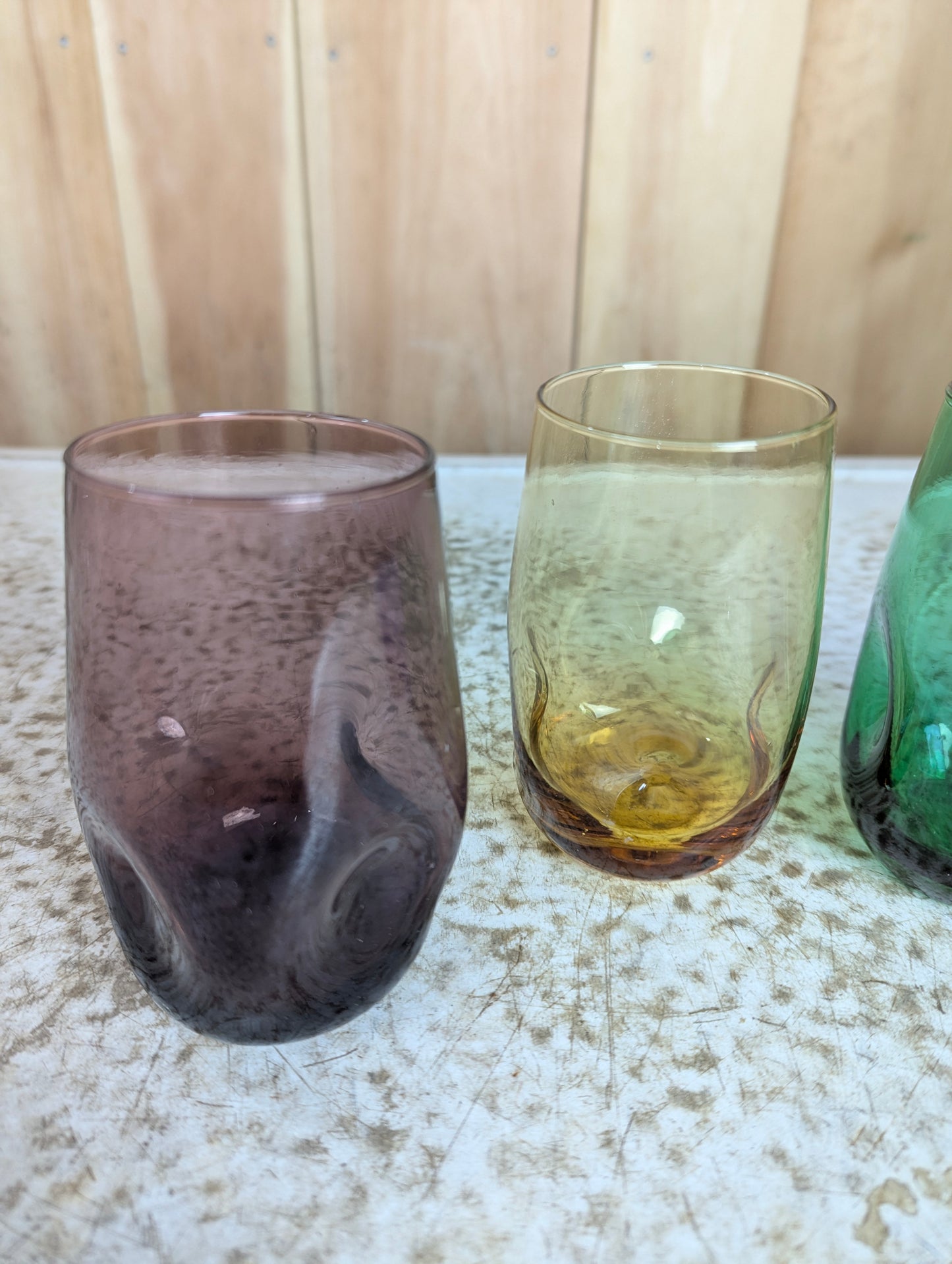 Vintage Set of 4 Handblown Art Glass Dimple Tumblers - view 2