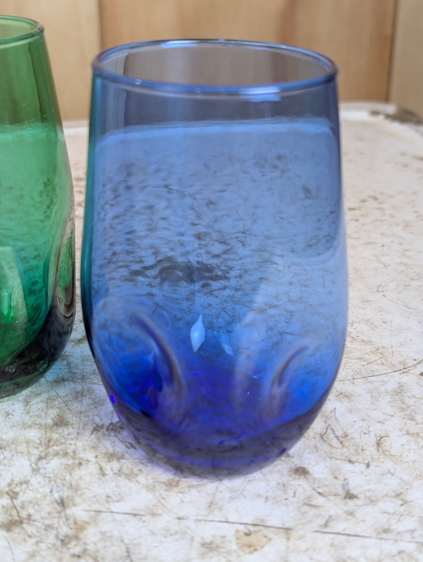 Vintage Set of 4 Handblown Art Glass Dimple Tumblers - view 4