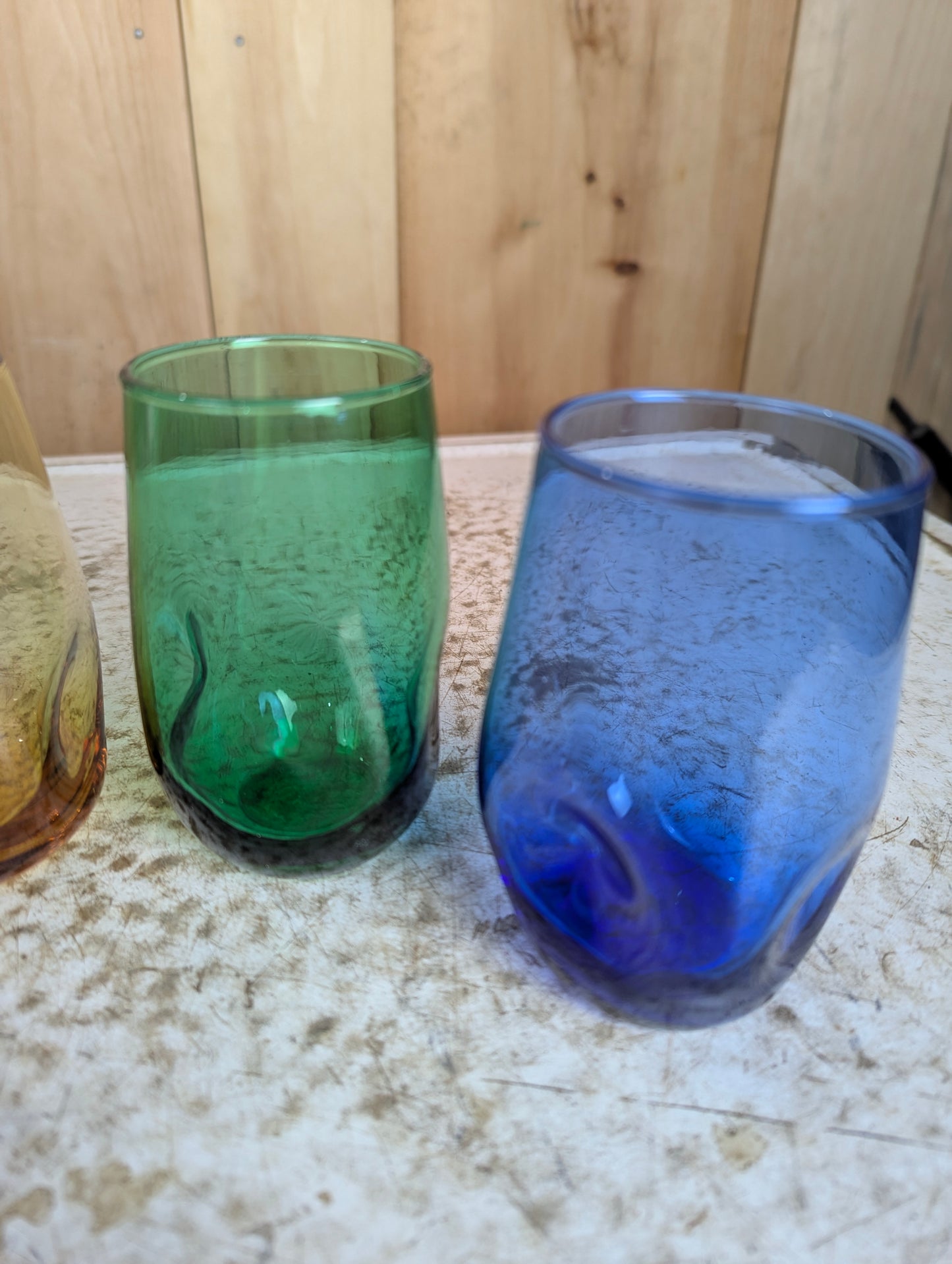 Vintage Set of 4 Handblown Art Glass Dimple Tumblers - view 5
