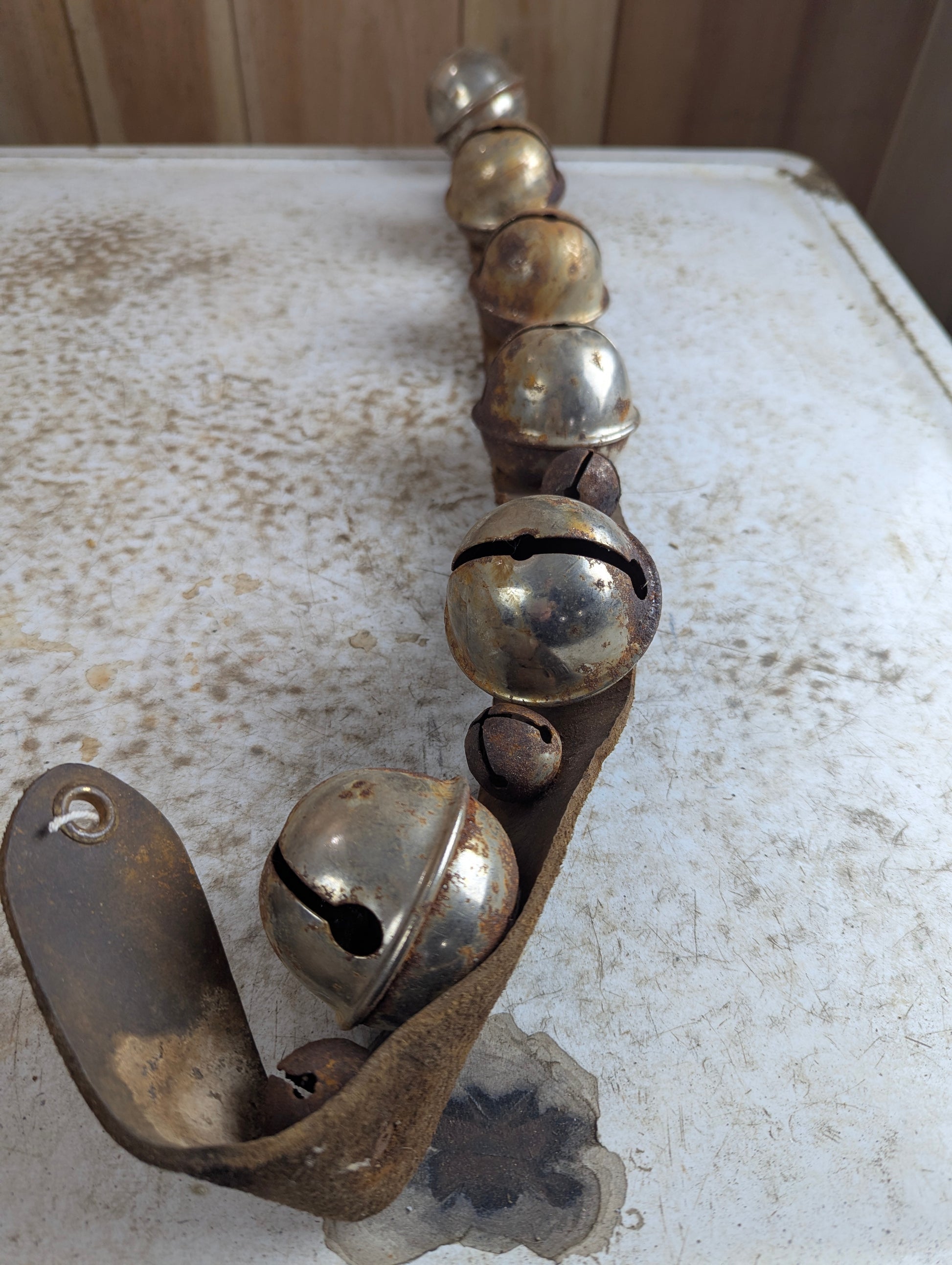 Vintage Sleigh Bells on Leather Strap