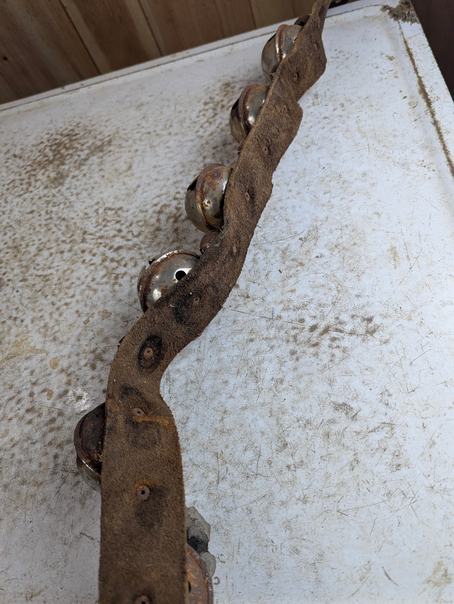Vintage Sleigh Bells on Leather Strap - view 5