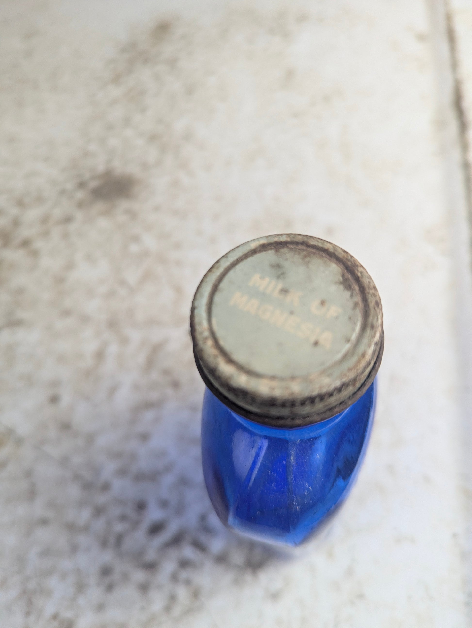 Vintage Small Philips Cobalt Blue Milk of Magnesia Tablet Bottle with Cap - view 3