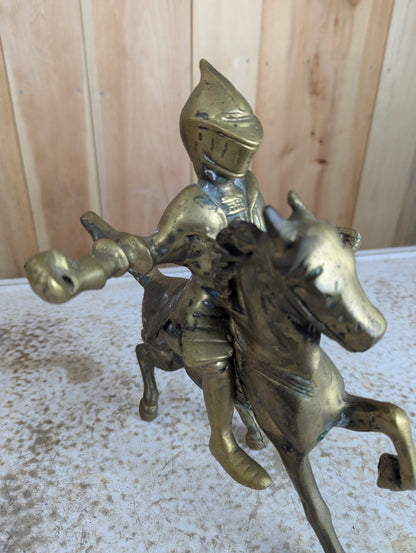 Vintage Solid Brass Mounted Knight - view 2