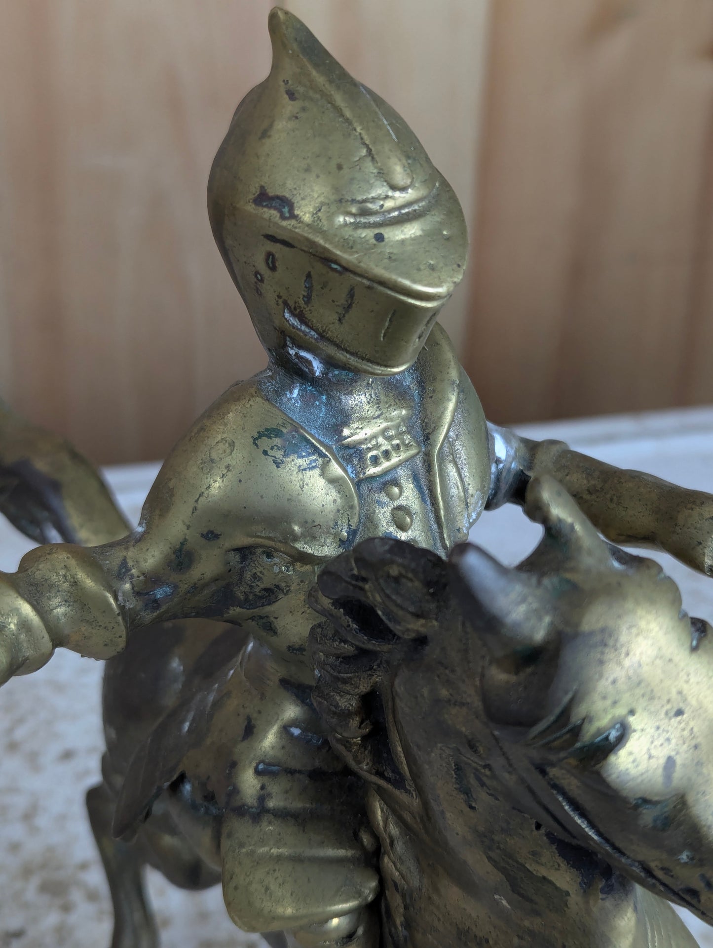 Vintage Solid Brass Mounted Knight - view 3