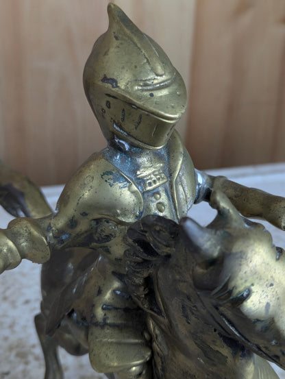 Vintage Solid Brass Mounted Knight - view 3
