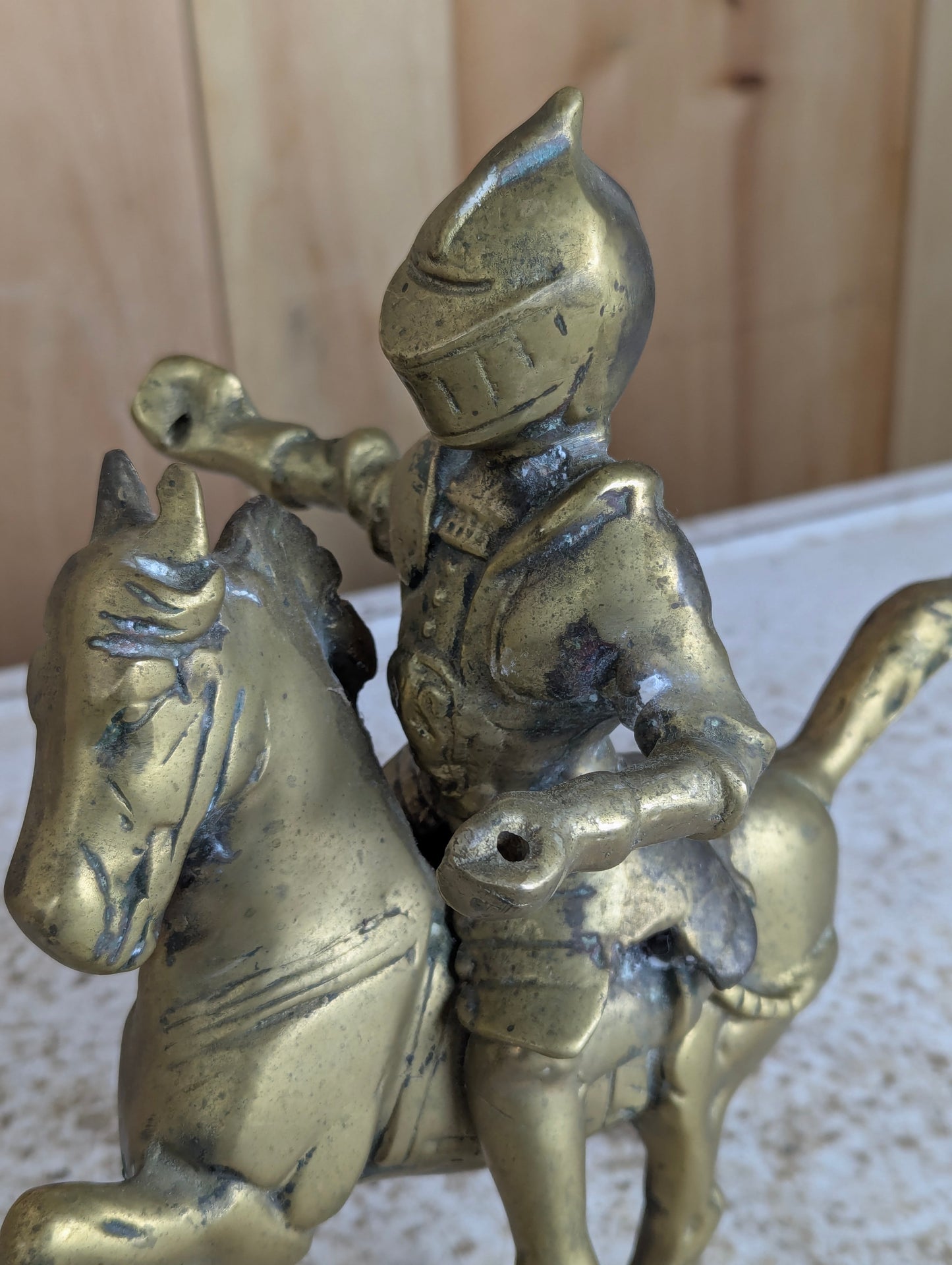 Vintage Solid Brass Mounted Knight - view 4