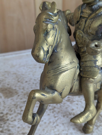 Vintage Solid Brass Mounted Knight - view 5